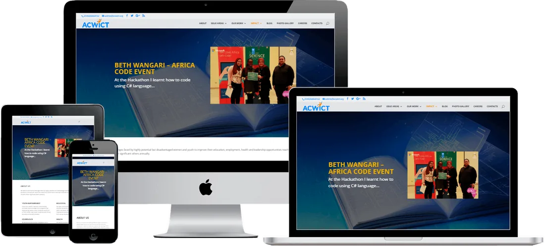 ACWICT website shown across desktop, laptop, tablet and mobile